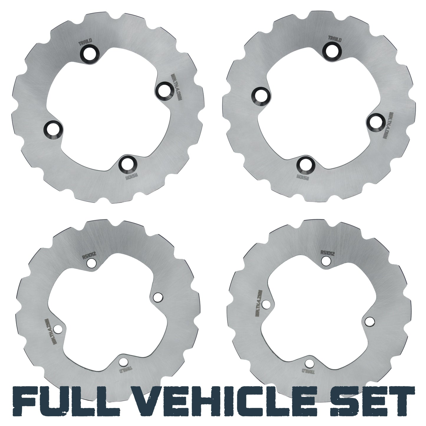 Polaris Ranger 500/700/800/900/1000 2009-2026 Ridge Rider Disc Brake Rotor Kit - Full Vehicle Set (Front & Rear)