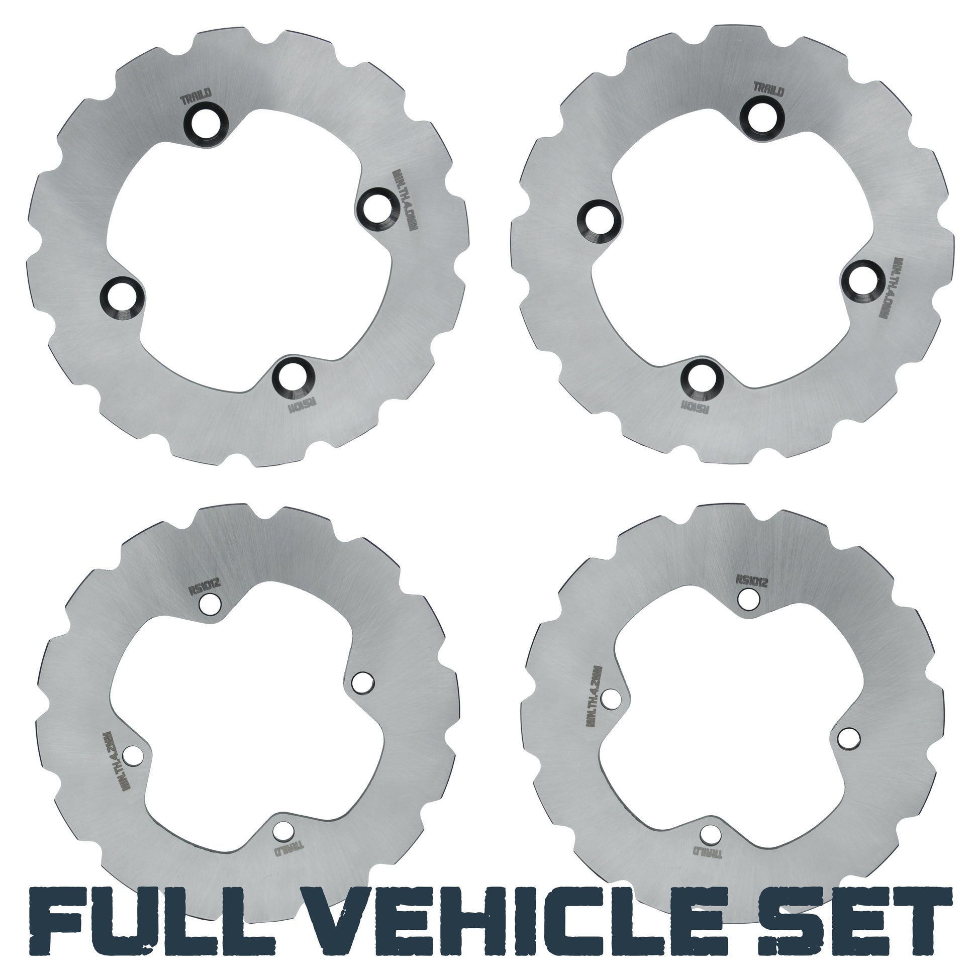 Polaris Ranger 500/700/800/900/1000 2009-2026 Ridge Rider Disc Brake Rotor Kit - Full Vehicle Set (Front & Rear)
