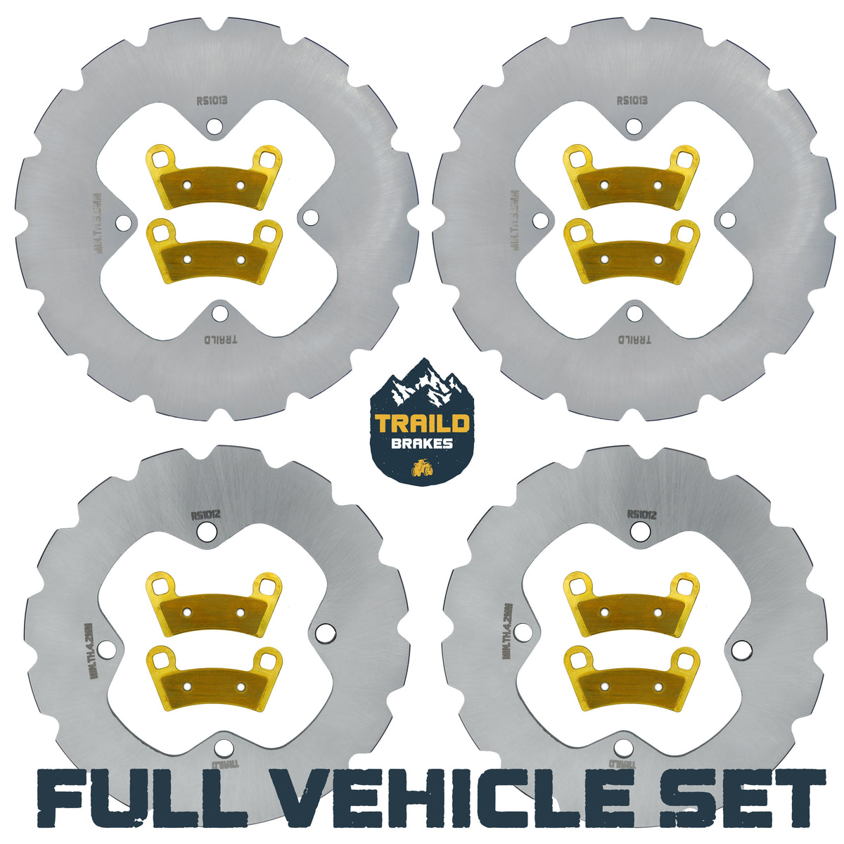 Polaris Ranger 500/SP 570 2022-2026 Ridge Rider Rotor and Pad Kit - Brass Pad & Rotor Set - Pad & Rotor Kit