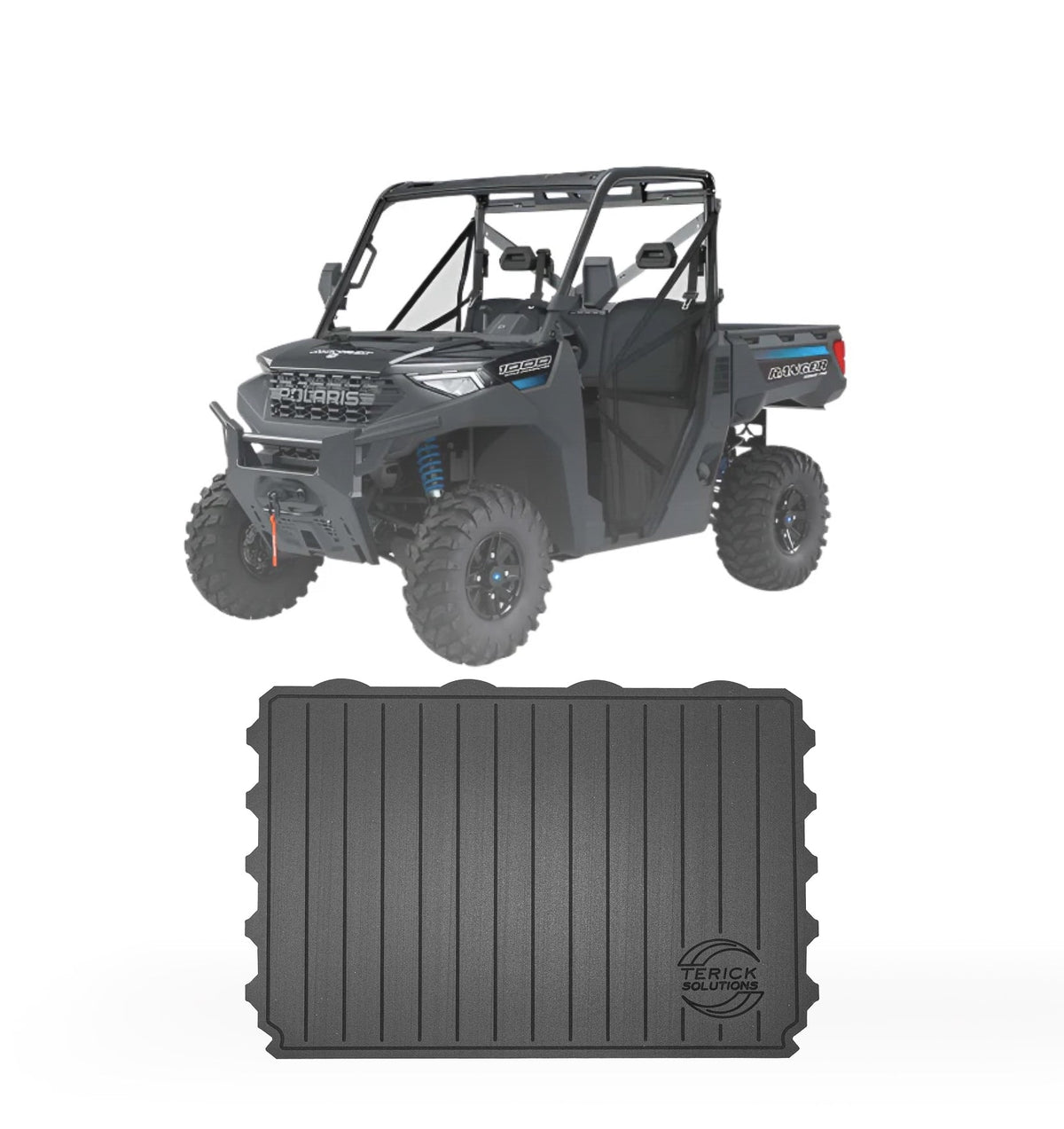 Polaris Ranger Base/EPS/Premium 1000 Rubber Floor Mats (NON XP MODELS) - Rear Cargo Mat - UTV Rubber floor mats