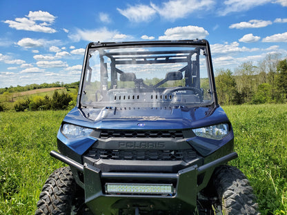 Polaris Ranger Crew 1000 -1 Pc Windshield w/Clamp Vent and Hard Coat Options - Windshields
