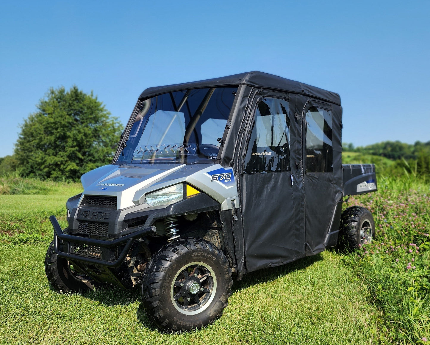Polaris Ranger Crew 570 Mid Size - 4 Passenger - BLACK - Full Cab Enclosure for Hard Windshield - Full Cab Enclosure