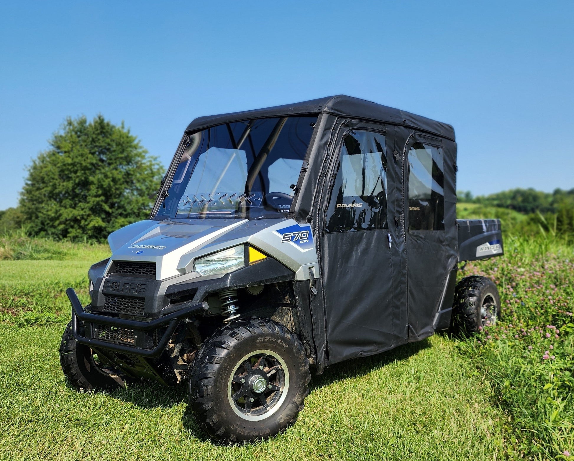 Polaris Ranger Crew 570 Mid Size - 4 Passenger - BLACK - Full Cab Enclosure for Hard Windshield - Full Cab Enclosure
