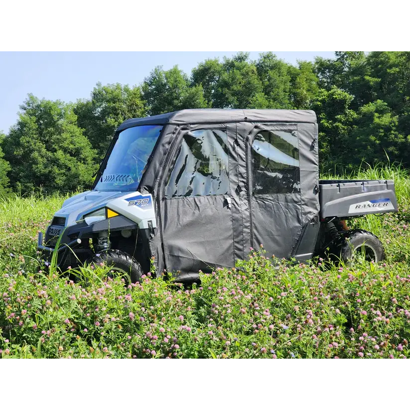 Polaris Ranger Crew 570 Mid Size - 4 Passenger - BLACK - Full Cab Enclosure for Hard Windshield