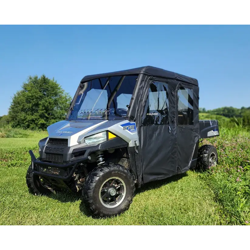 Polaris Ranger Crew 570 Mid Size - 4 Passenger - BLACK - Full Cab Enclosure for Hard Windshield