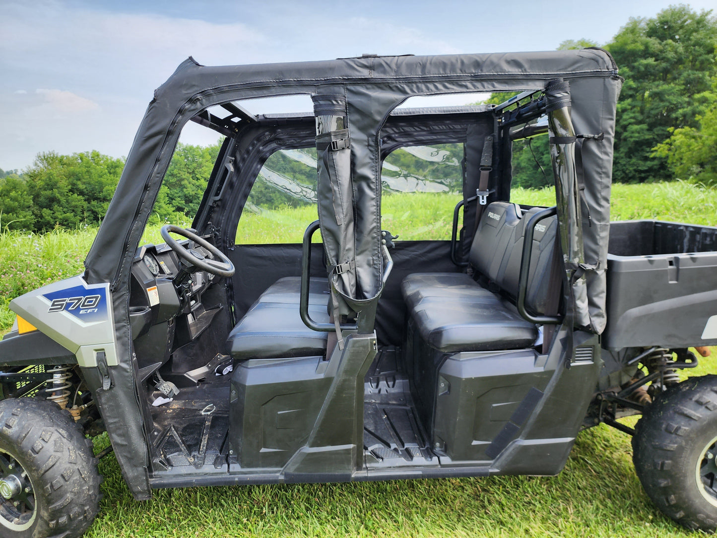 Polaris Ranger Crew 570 Mid Size - 4 Passenger - BLACK - Full Cab Enclosure for Hard Windshield - Full Cab Enclosure