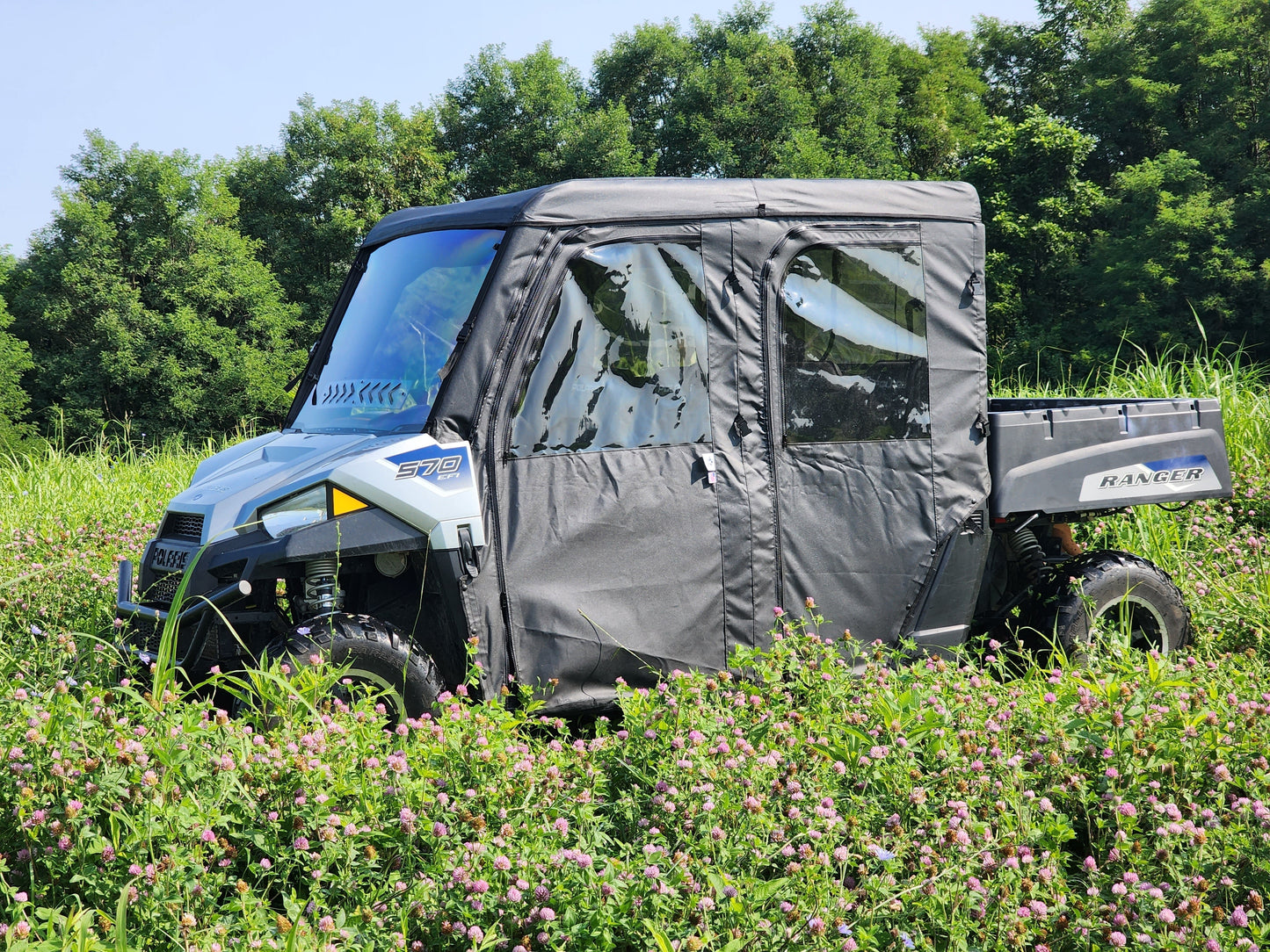 Polaris Ranger Crew 570 Mid Size - 4 Passenger - BLACK - Full Cab Enclosure for Hard Windshield - Full Cab Enclosure