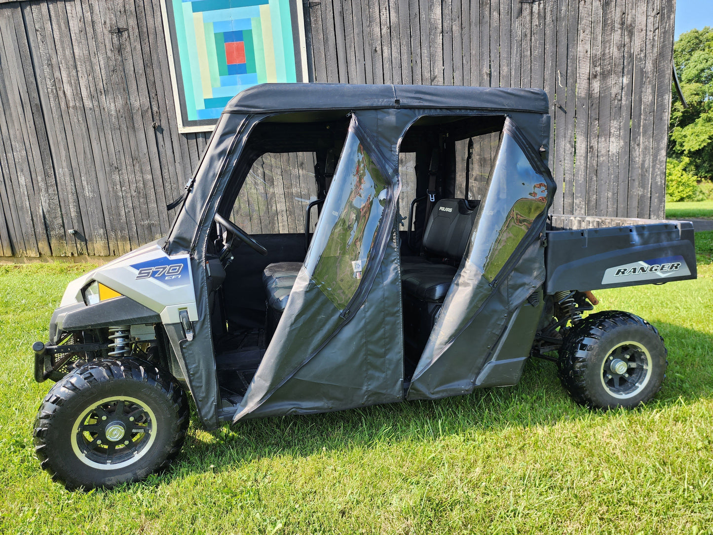 Polaris Ranger Crew 570 Mid Size - 4 Passenger - BLACK - Full Cab Enclosure for Hard Windshield - Full Cab Enclosure