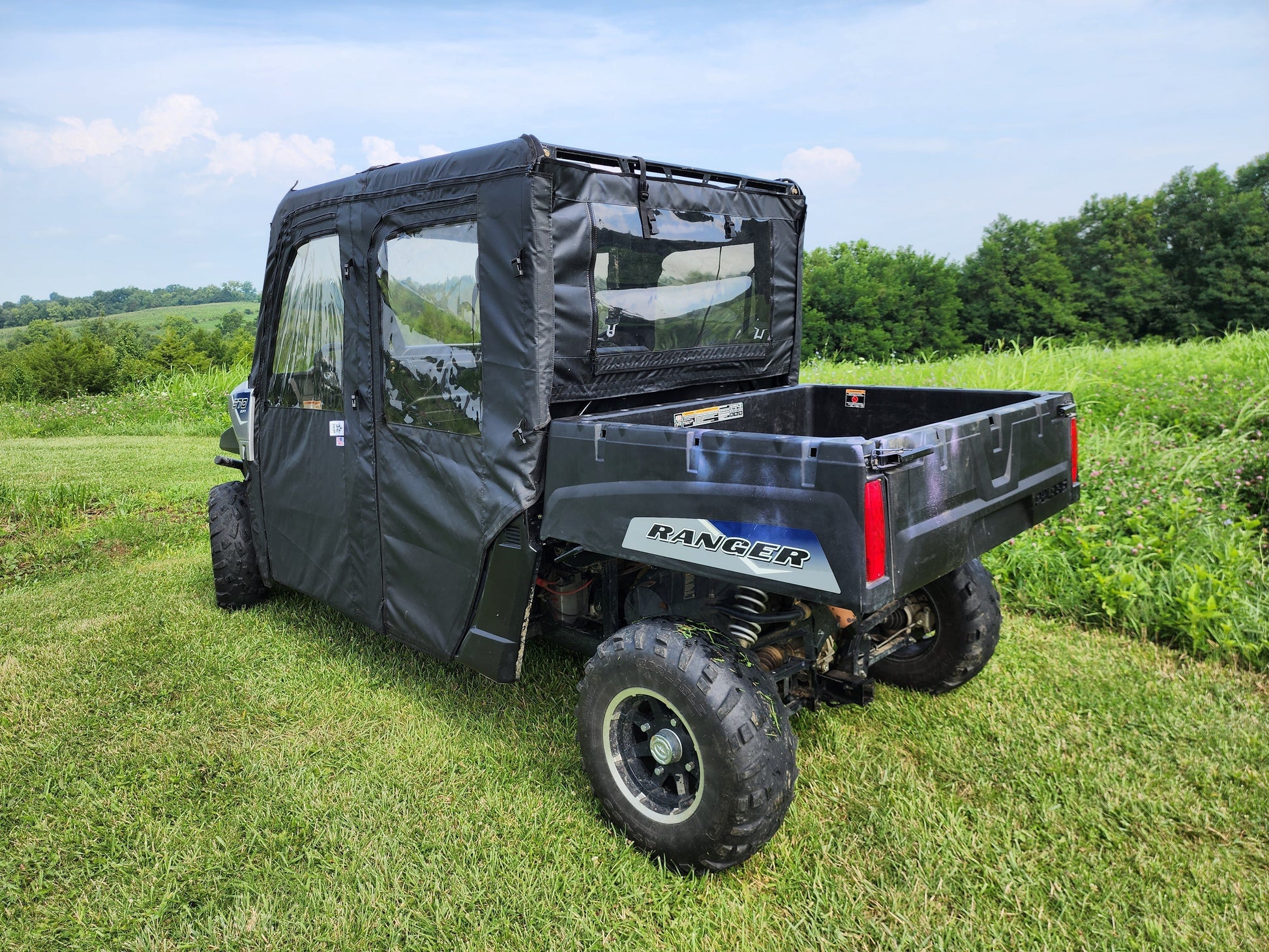 Polaris Ranger Crew 570 Mid Size - 4 Passenger - BLACK - Full Cab Enclosure for Hard Windshield - Full Cab Enclosure