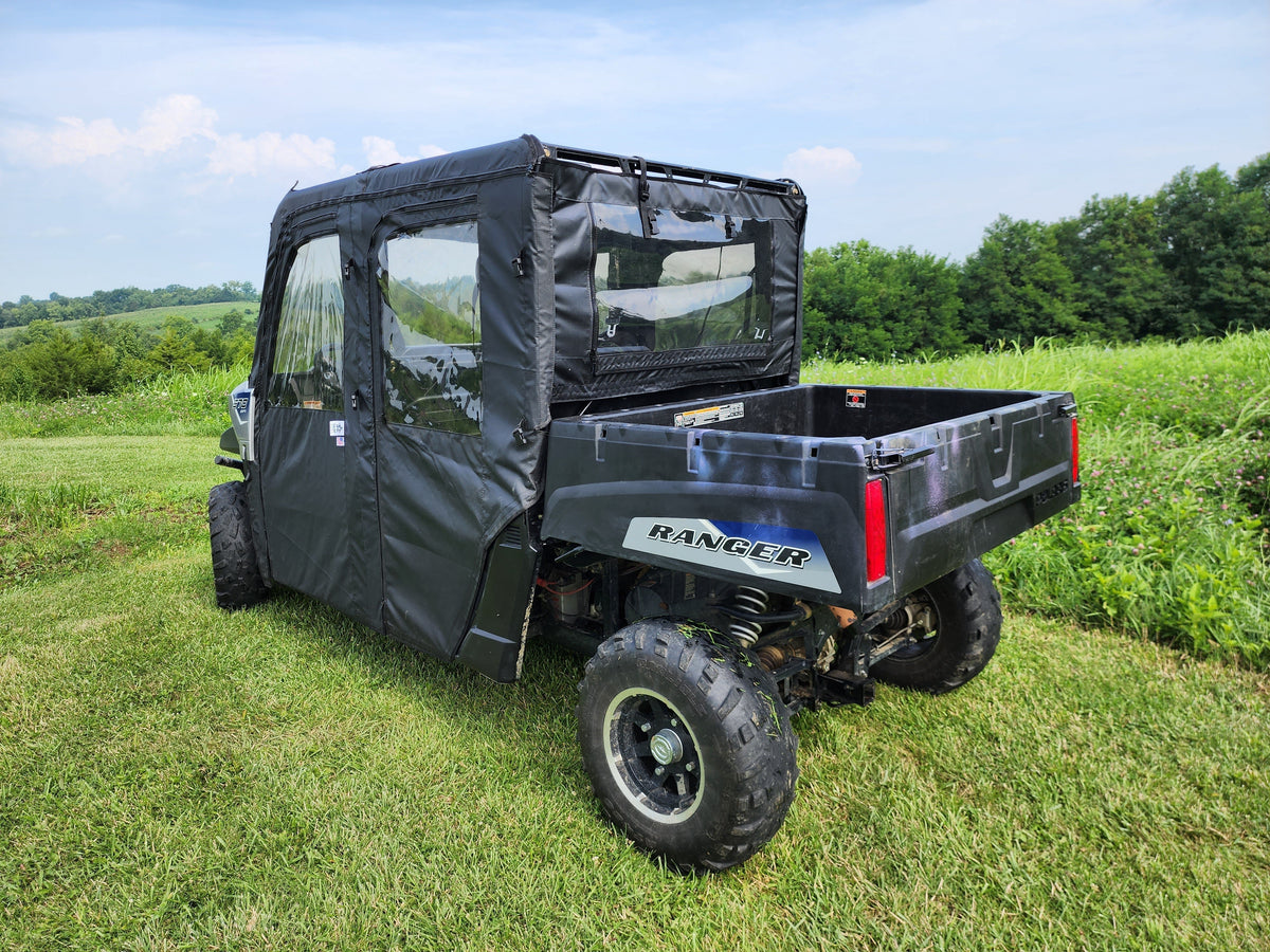 Polaris Ranger Crew 570 Mid Size - 4 Passenger - BLACK - Full Cab Enclosure for Hard Windshield - Full Cab Enclosure