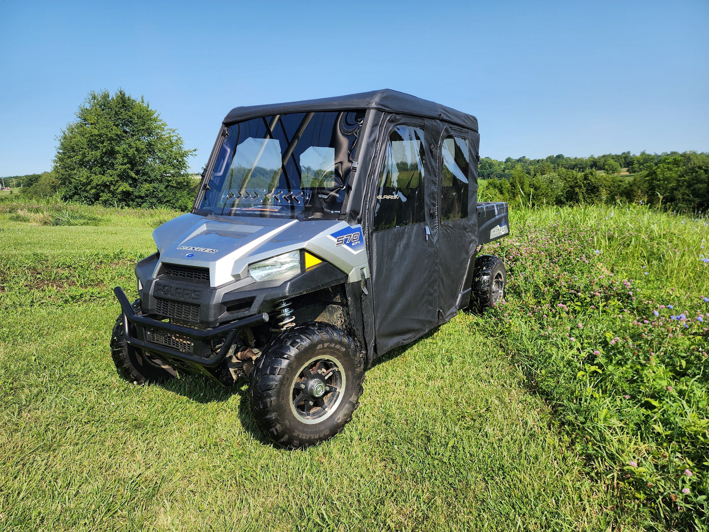 Polaris Ranger Crew 570 Mid Size - 4 Passenger - BLACK - Full Cab Enclosure for Hard Windshield - Full Cab Enclosure