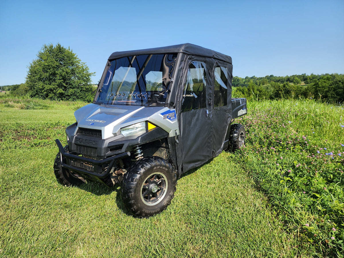 Polaris Ranger Crew 570 Mid Size - 4 Passenger - BLACK - Full Cab Enclosure for Hard Windshield - Full Cab Enclosure