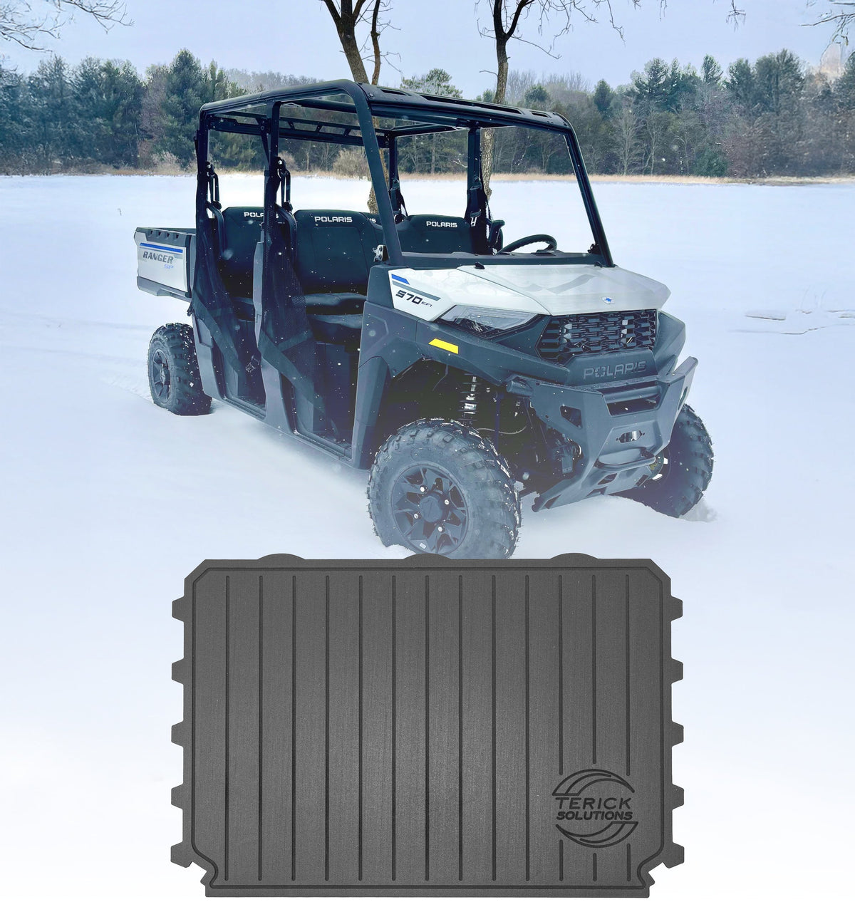 Polaris Ranger Mid Size 570 Rubber Floor Mats - Rear Cargo Mat - UTV Rubber floor mats