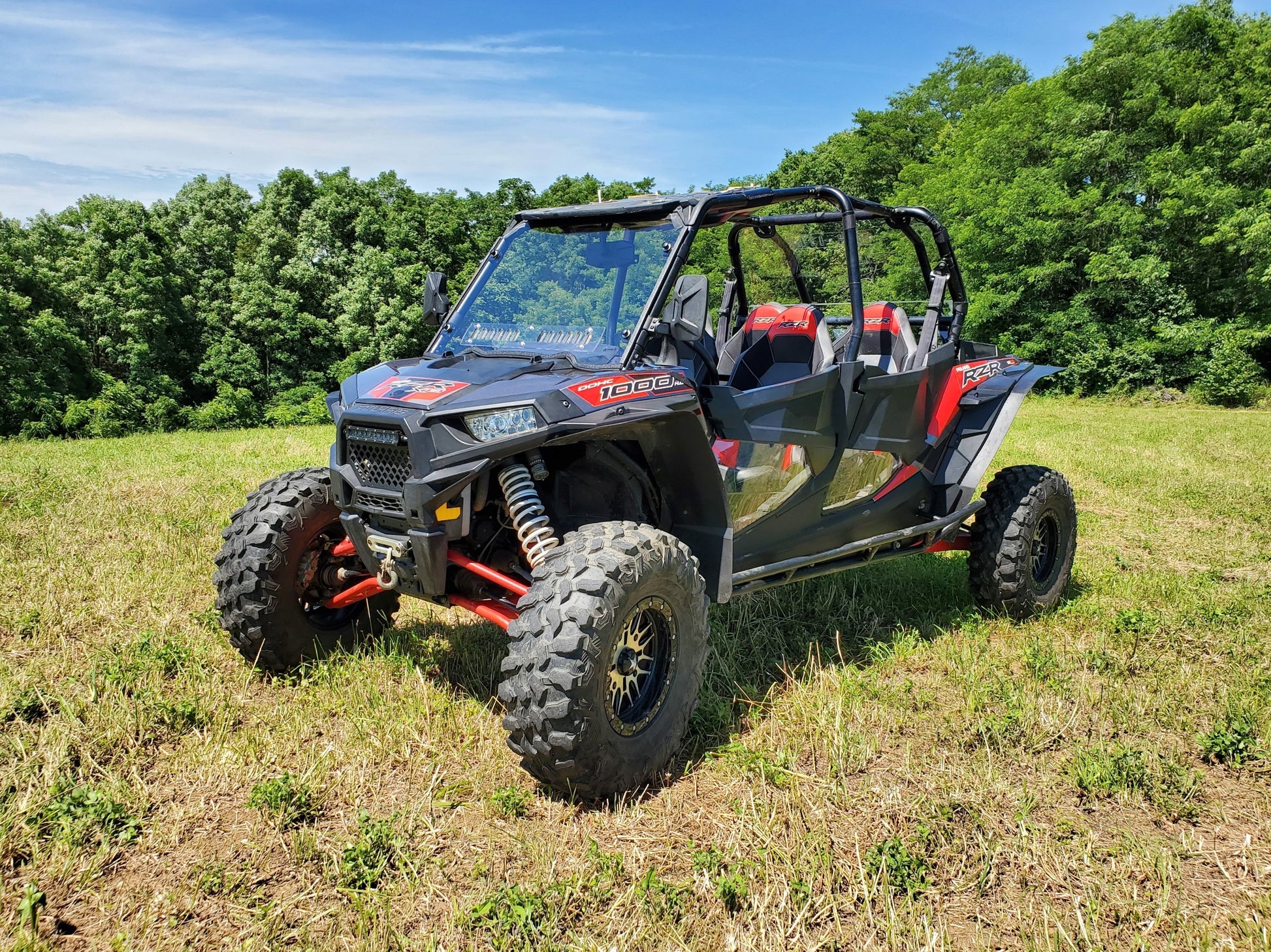 Polaris RZR XP 4 1000/XP 4 Turbo - 1 Pc Scratch-Resistant Windshield w/Vent and Clamp Options - Windshields