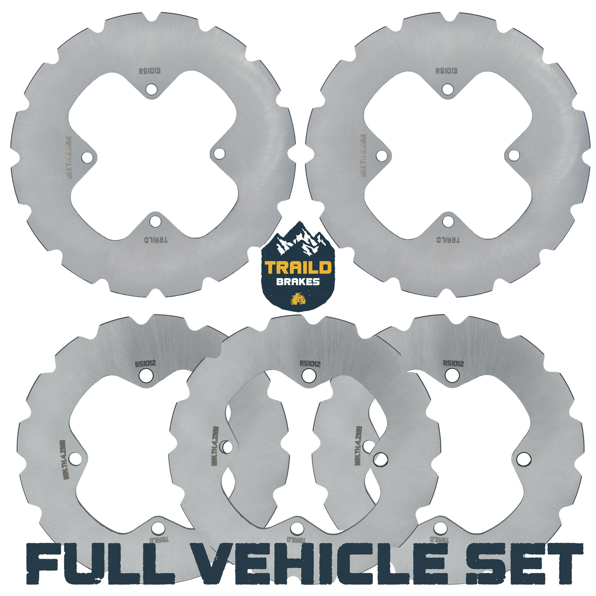 Polaris Sportsman 400/450/500/570/700/800 2007-2026 Ridge Rider Disc Brake Rotor Kit - 5-RotorFull Vehicle Set - Brake