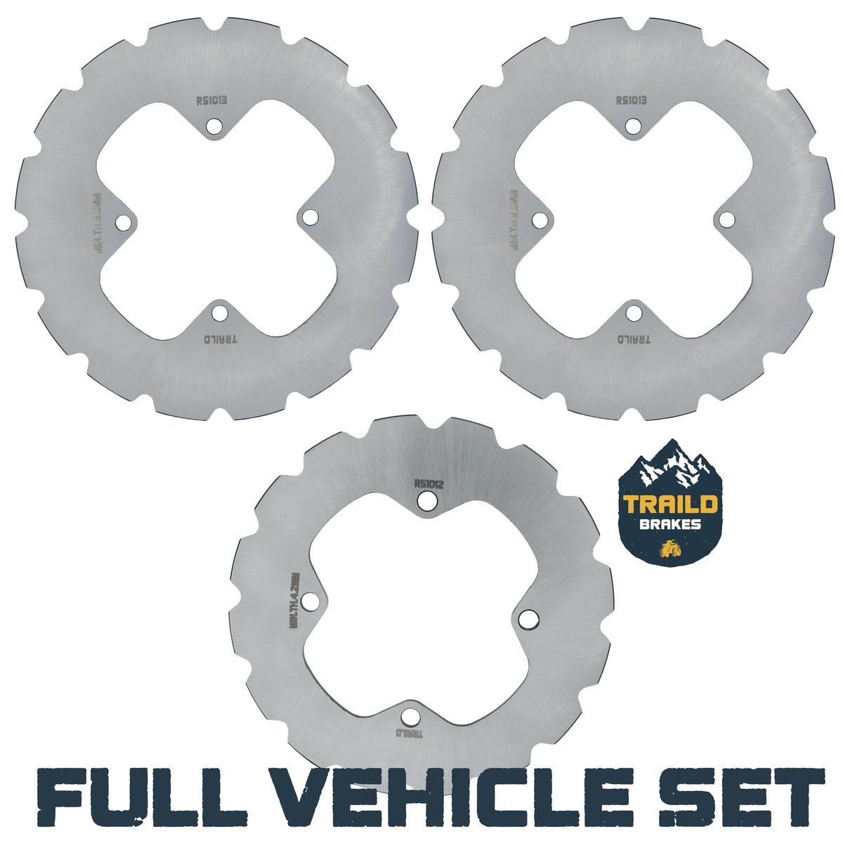 Polaris Sportsman 400/450/500/570/700/800 2007-2026 Ridge Rider Disc Brake Rotor Kit - 3-Rotor Full Vehicle Set - Brake