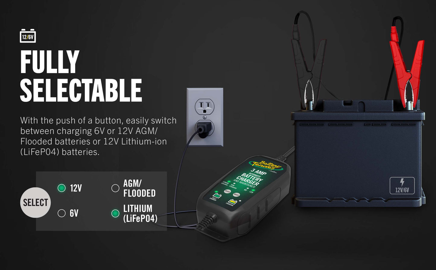Power Tender® 3 Amp 12V/6V Battery Charger and Maintainer - Battery