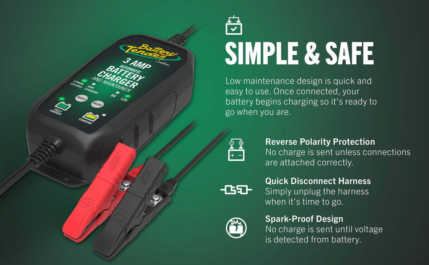 Power Tender® 3 Amp 12V/6V Battery Charger and Maintainer - Battery