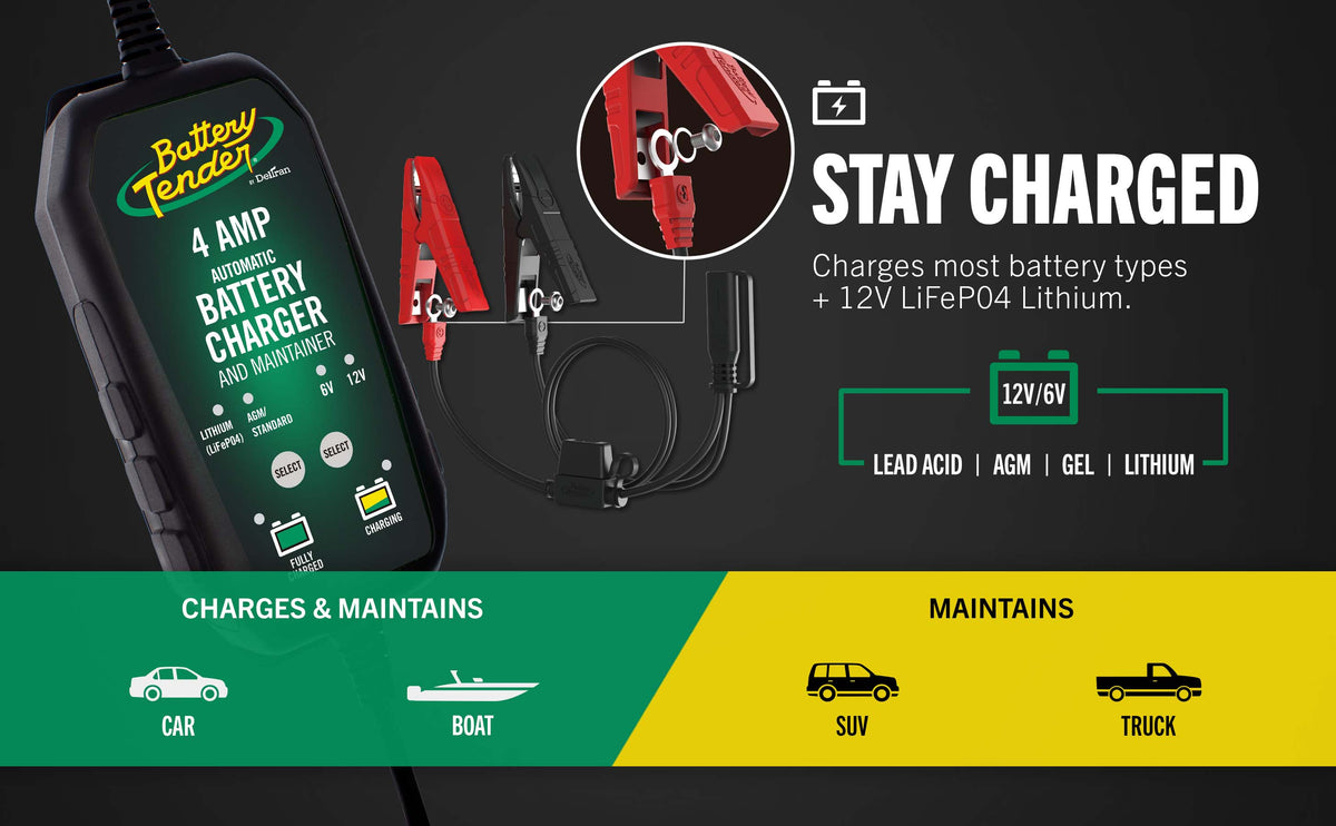 Power Tender® 4 Amp 12V/6V Battery Charger and Maintainer - Battery
