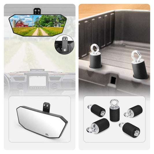 Rear View Mirror & 2’’ Tie Down Anchors Compatible With Polaris Ranger