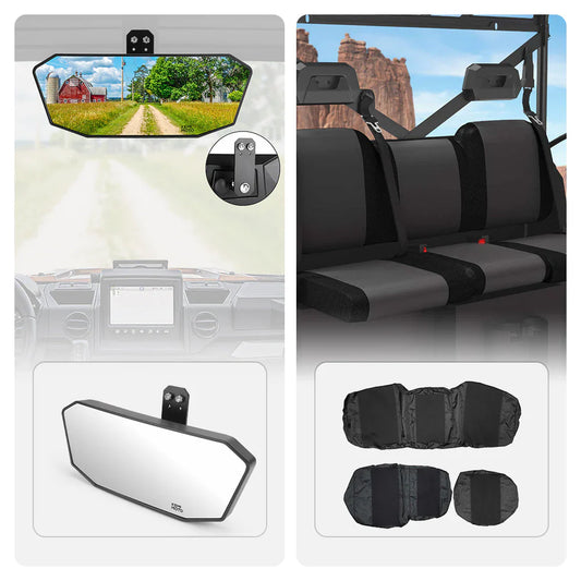 Rear View Mirror & Seat Cover for Polaris Ranger XP 1000 2018-2023