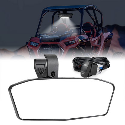 Rear View Mirror With Lights Fit 1.75’’-2’’ Round Roll Bar