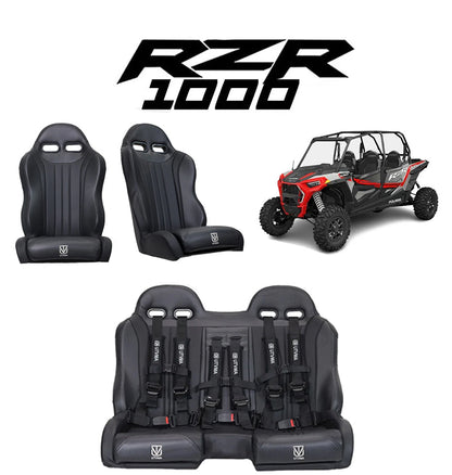 RZR 1000 Rear Bench Seat & Pair of Front Bucket Seats Set - Bench Seat