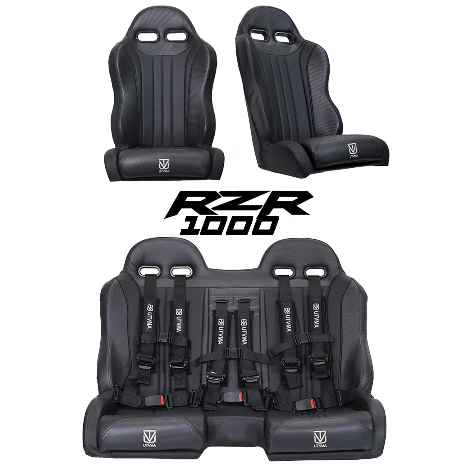 RZR 1000 Rear Bench Seat & Pair of Front Bucket Seats Set - Bench Seat