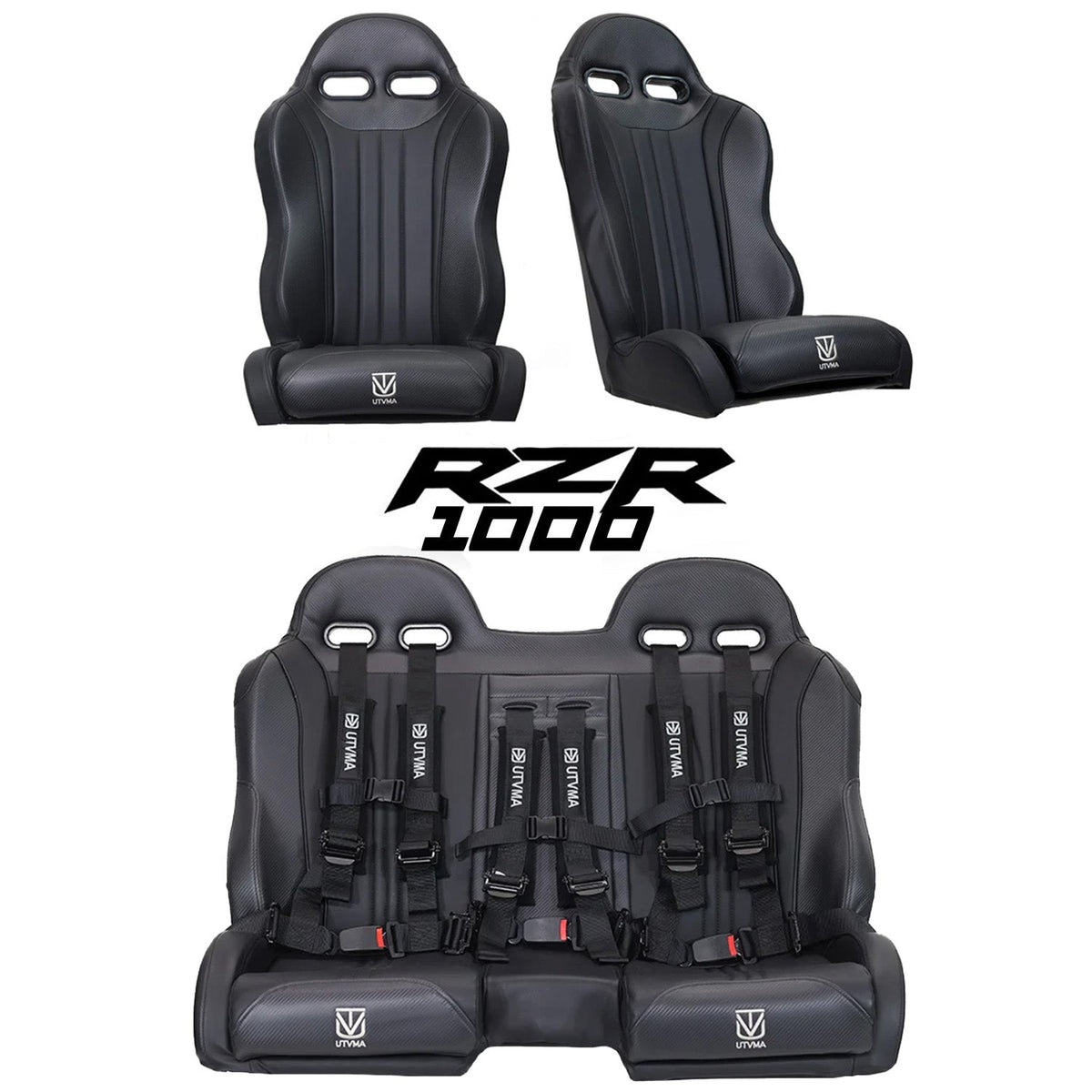 RZR 1000 Rear Bench Seat & Pair of Front Bucket Seats Set - Bench Seat