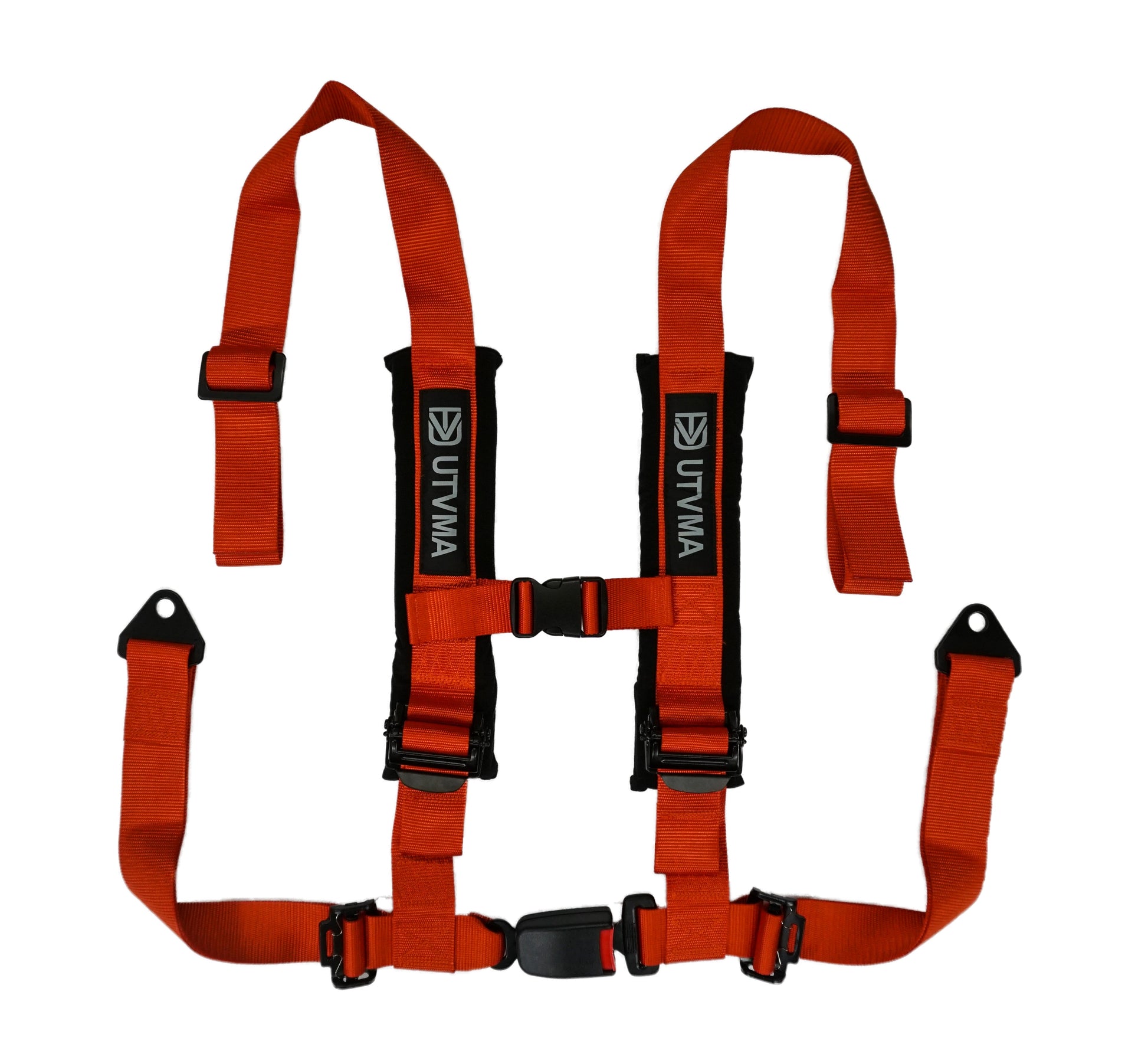 RZR 4-Point Harness Seat Pass Through Kit (2 Seats) with Override Clip - Orange - Bump Seat