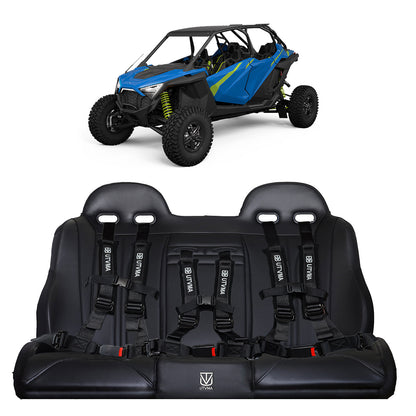 RZR 4 PRO (Turbo R Pro R Pro) Rear Bench Seat W Harnesses (2020-2024) - All Black / Auto Buckle (Black) - Bench Seat