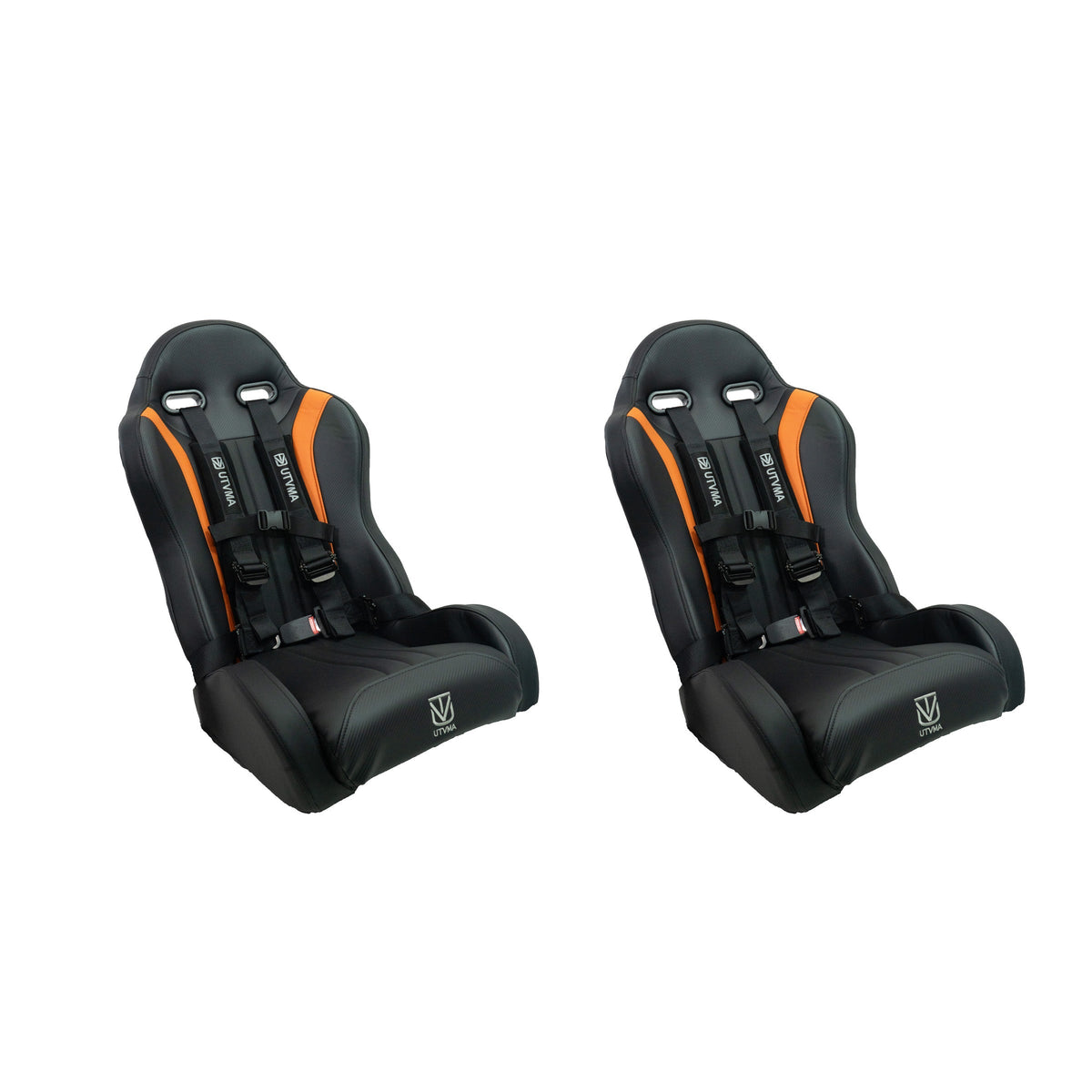 RZR 800 Front Suspension Bucket Seat Set (2008-2014) - Black W/Orange / No Harnesses - Bucket Seats