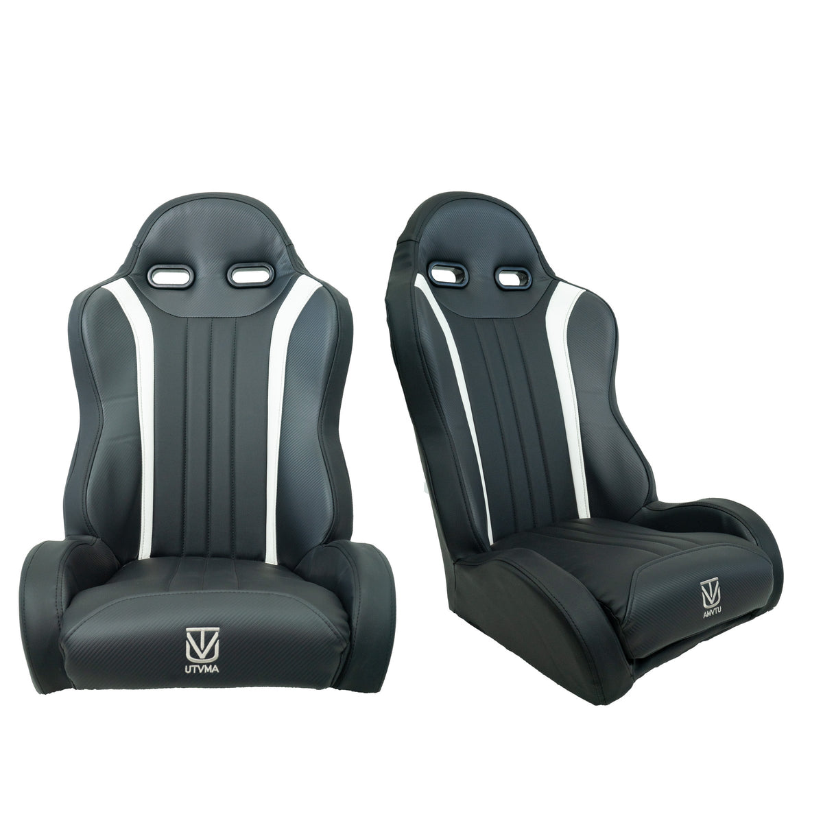 RZR 800 Front Suspension Bucket Seat Set (2008-2014) - Black W/White / No Harnesses - Bucket Seats