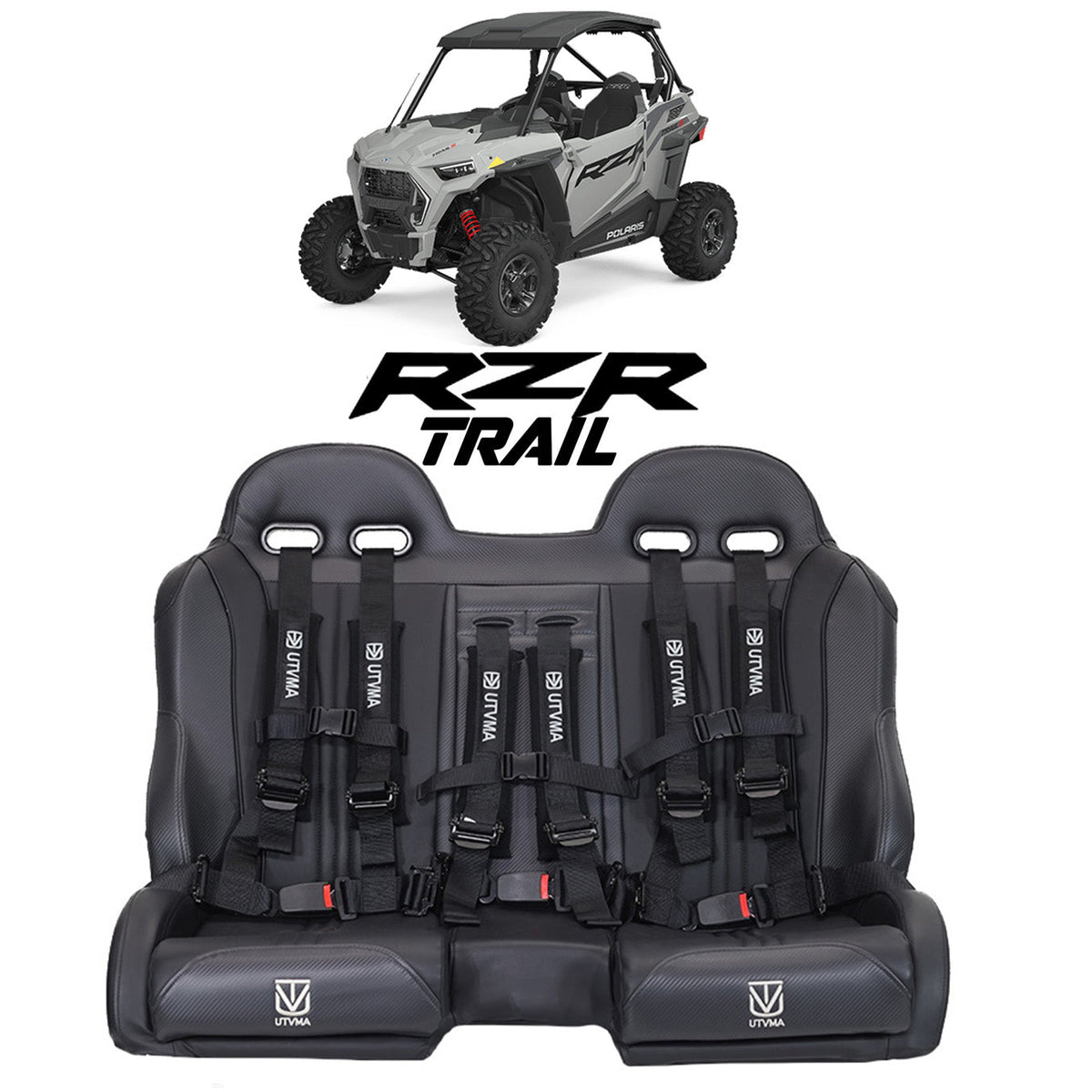 RZR 900/1000 Trail Front Bench Seat with Harnesses (2015+) - Bench Seat