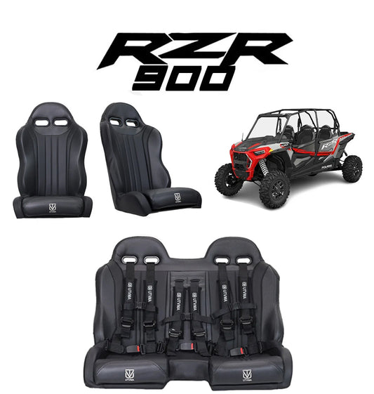 RZR 900 Rear Bench Seat & Pair of Front Bucket Seats Set (2015-2024) - Bench Seat