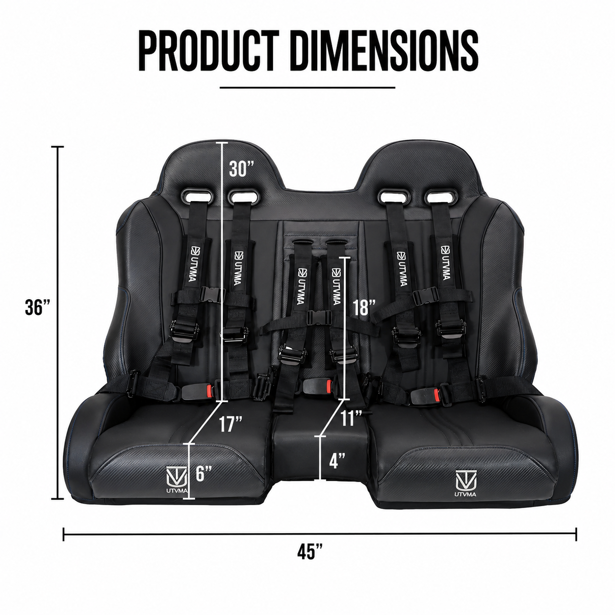 RZR 900 Rear Bench Seat & Pair of Front Bucket Seats Set (2015-2024) - Bench Seat