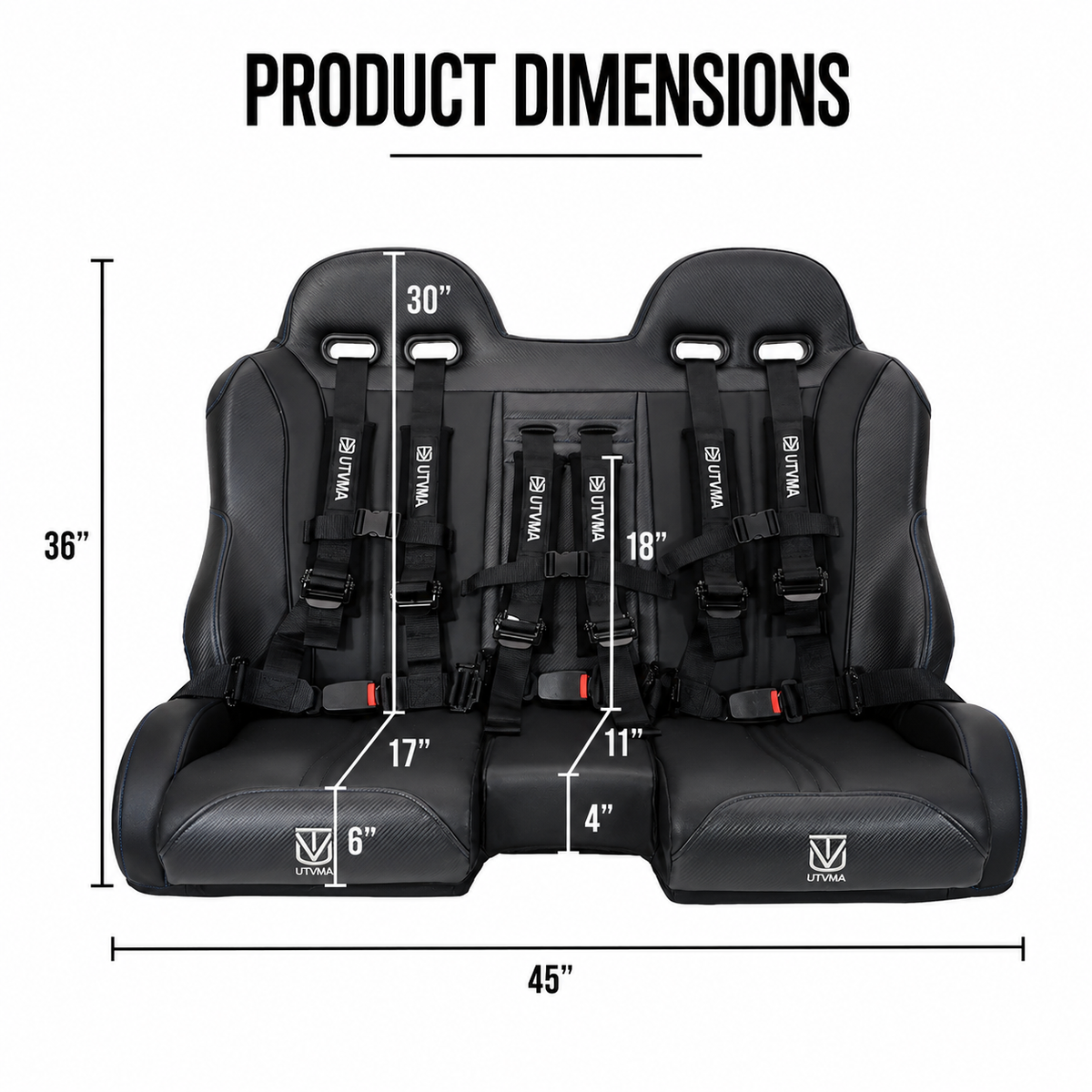 RZR 900 Rear Bench Seat & Pair of Front Bucket Seats Set (2015-2024) - Bench Seat