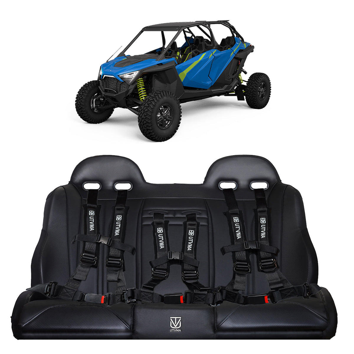 RZR PRO XP/ Pro S/ Pro R Rear Bench Seat W Harnesses (2025+) - All Black / Auto Buckle (Black) - Bench Seat