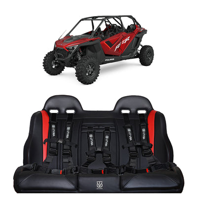 RZR PRO XP/ Pro S/ Pro R Rear Bench Seat W Harnesses (2025+) - Black w Red / Auto Buckle (Black) - Bench Seat