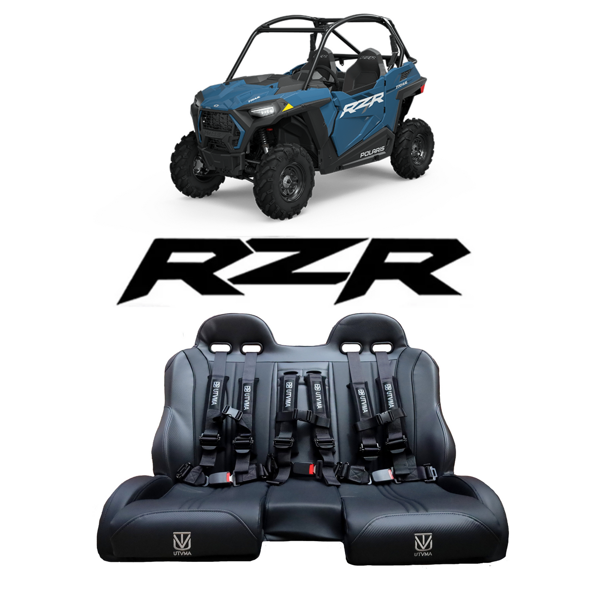RZR Trail Front Bench Seat W Harnesses (2021+) - Bench Seat