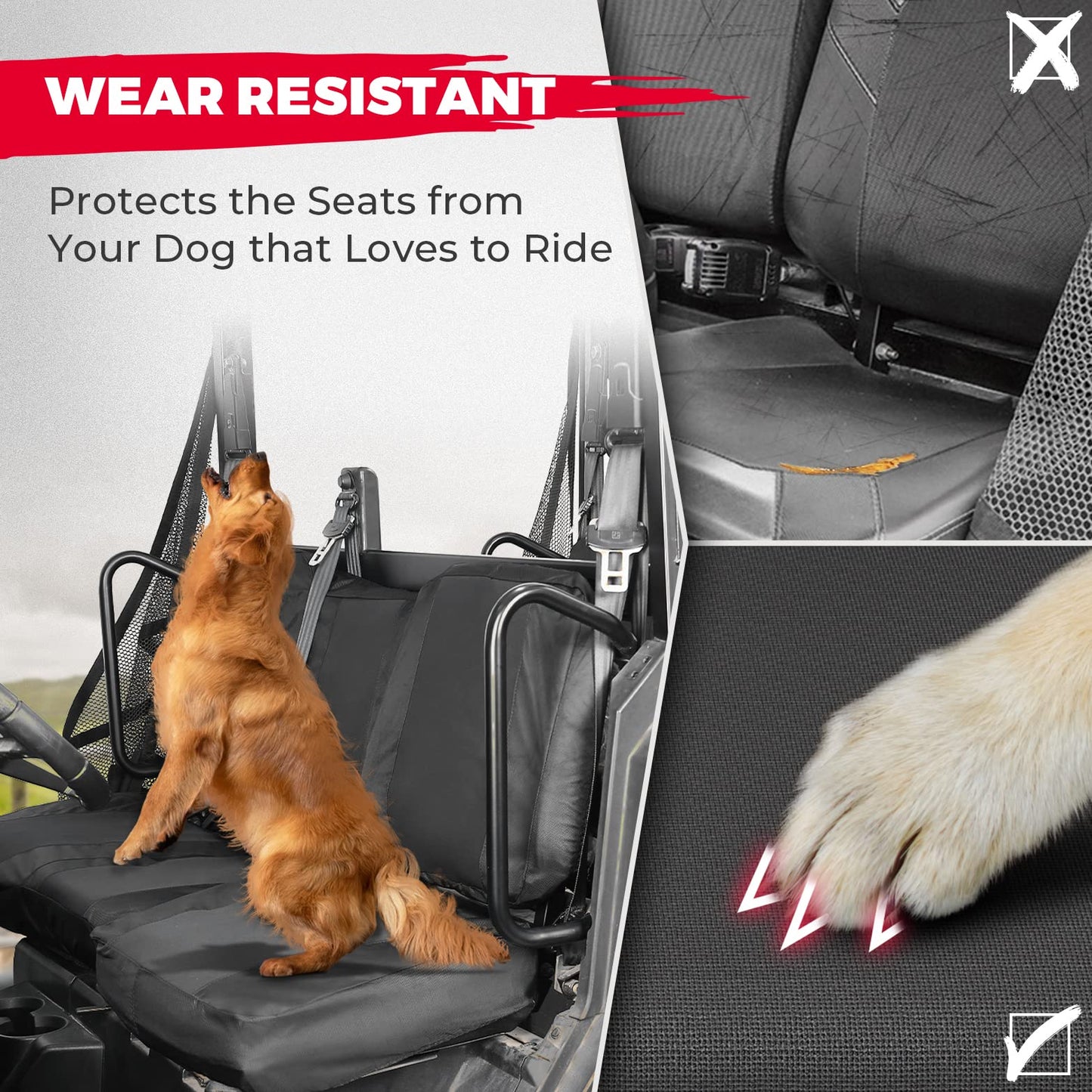 Seat Cover Set with Headrest Cover for Ranger Crew 1000/Crew XP 1000