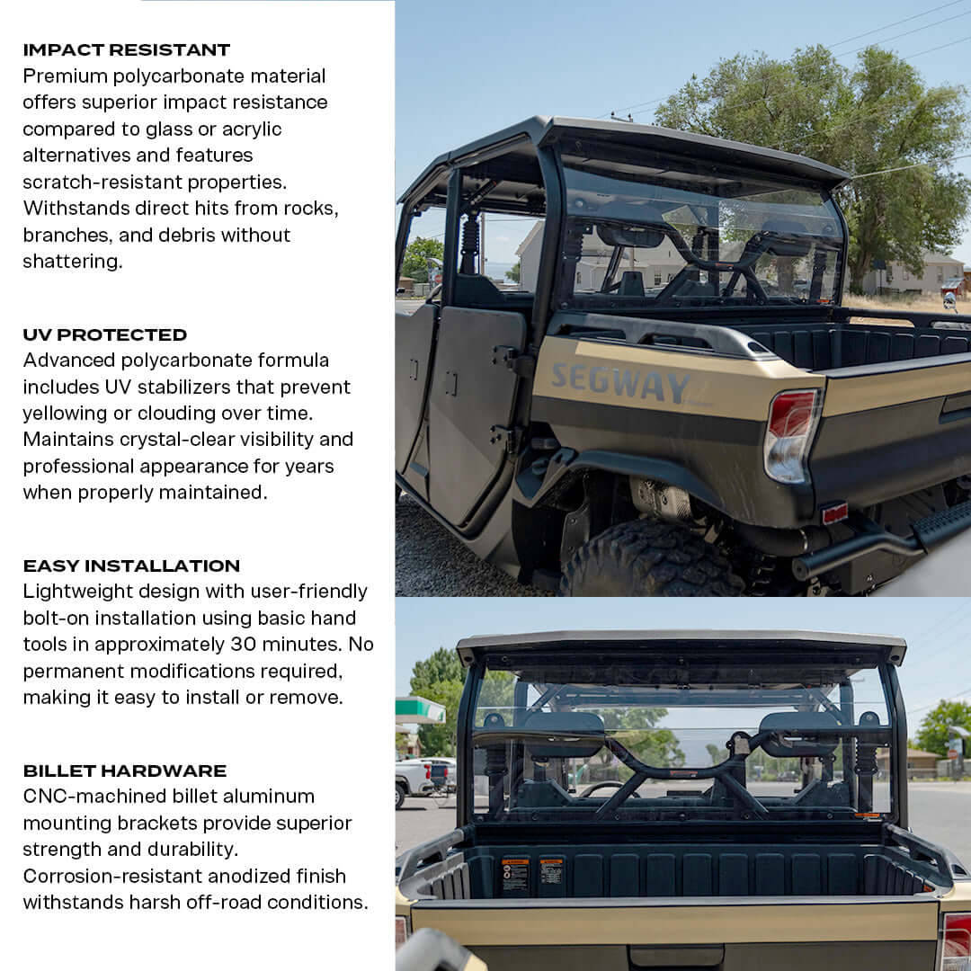 Segway UT10 Polycarbonate Full Rear Windshield - Polycarbonate Rear Windshield