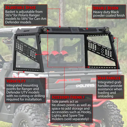Seizmik Full Height Bed Rack - Polaris Ranger and Can-Am Defender Models - Racks