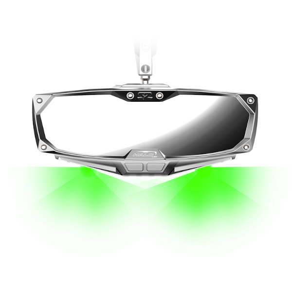 Seizmik Halo-RA LED Rearview Mirror with Cast Aluminum Bezel 2 inch and 1.875 inch Round Tube ROPS