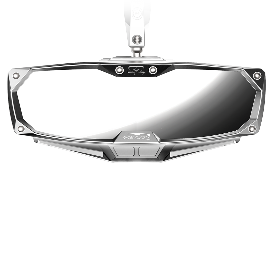 Seizmik Halo-RA LED Rearview Mirror with Cast Aluminum Bezel- Polaris Pro-Fit Header Panel - Mirrors