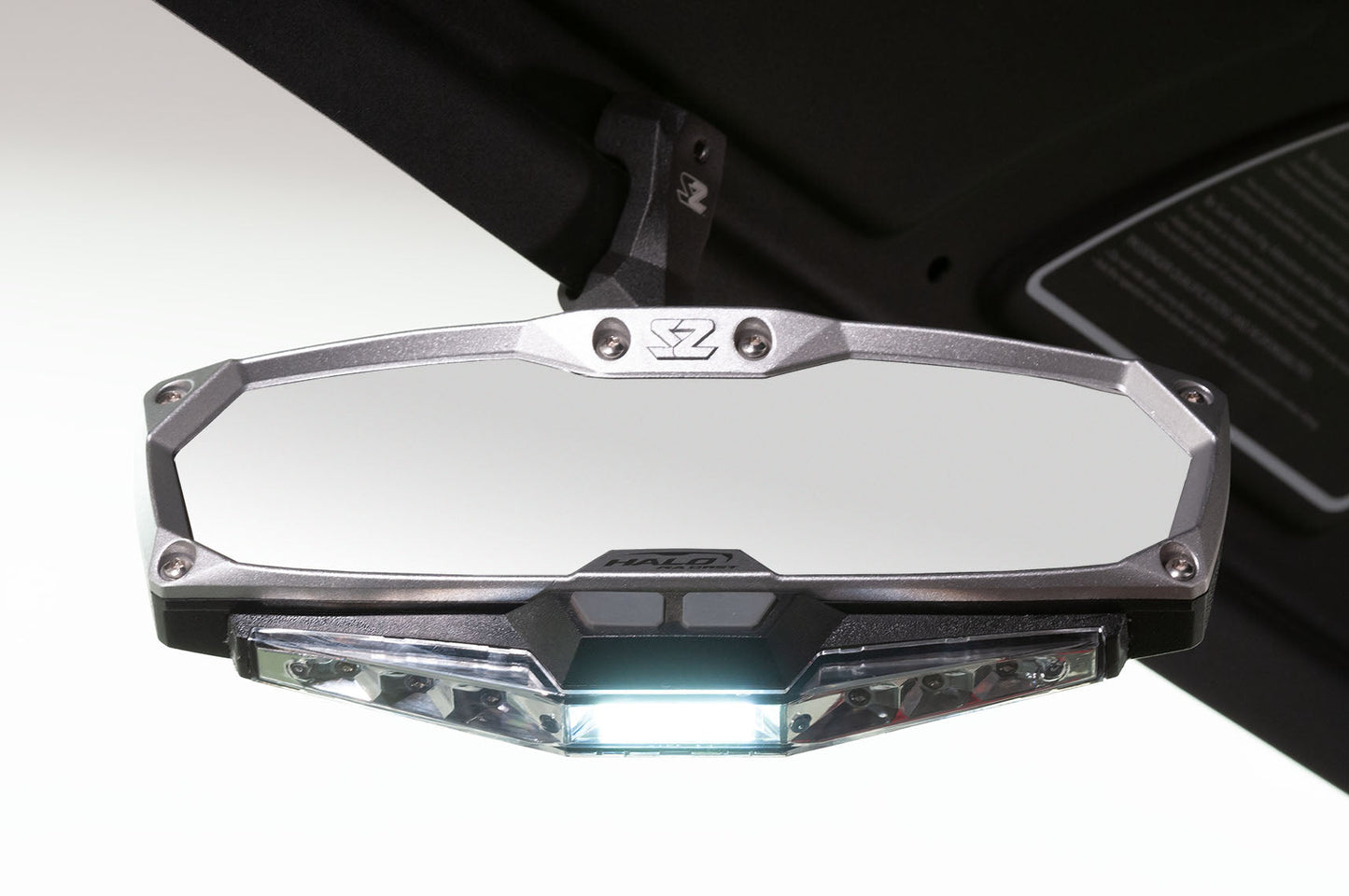 Seizmik Halo-RA LED Rearview Mirror with Cast Aluminum Bezel- Polaris Pro-Fit Header Panel - Mirrors