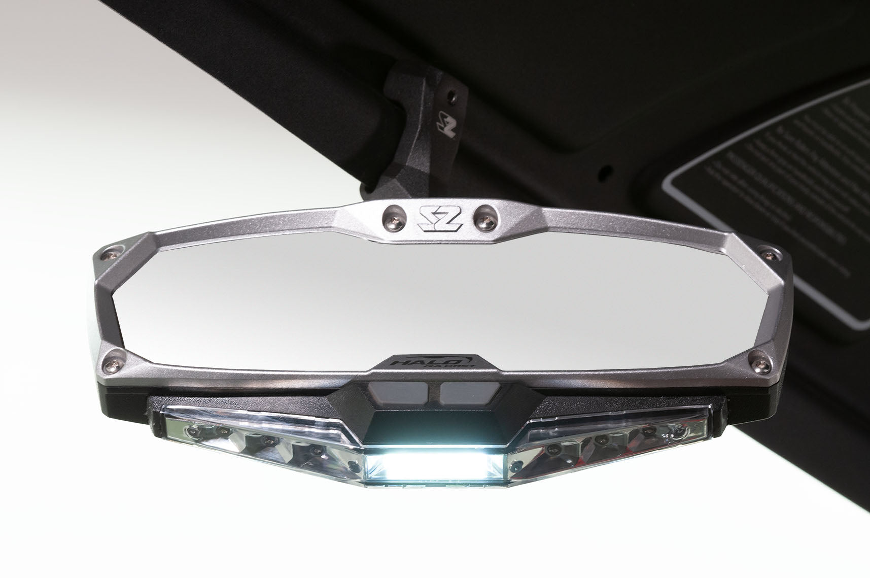 Seizmik Halo-RA LED Rearview Mirror with Cast Aluminum Bezel- Polaris Pro-Fit Header Panel - Mirrors
