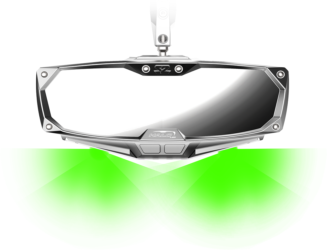 Seizmik Halo-RA LED Rearview Mirror with Cast Aluminum Bezel- Polaris Pro-Fit Header Panel - Mirrors