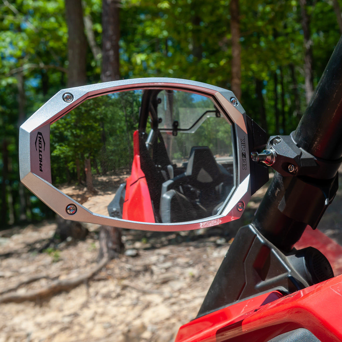 Seizmik Photon Side View Mirror with Cast Aluminum Body & Bezel - 2 or 1.875 Inch Round Tube (Pair) - Mirrors