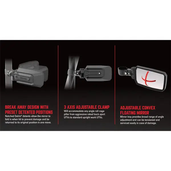 Seizmik TrailRider Side View Mirror - Clamp 1.75 Inch Round Tube - Mirrors